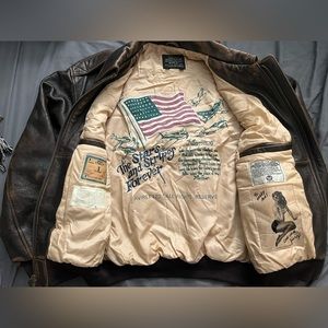 COPY - Avirex Vintage Men’s Limited Type A-2 Leather Flight Jacket Bomber USA I…